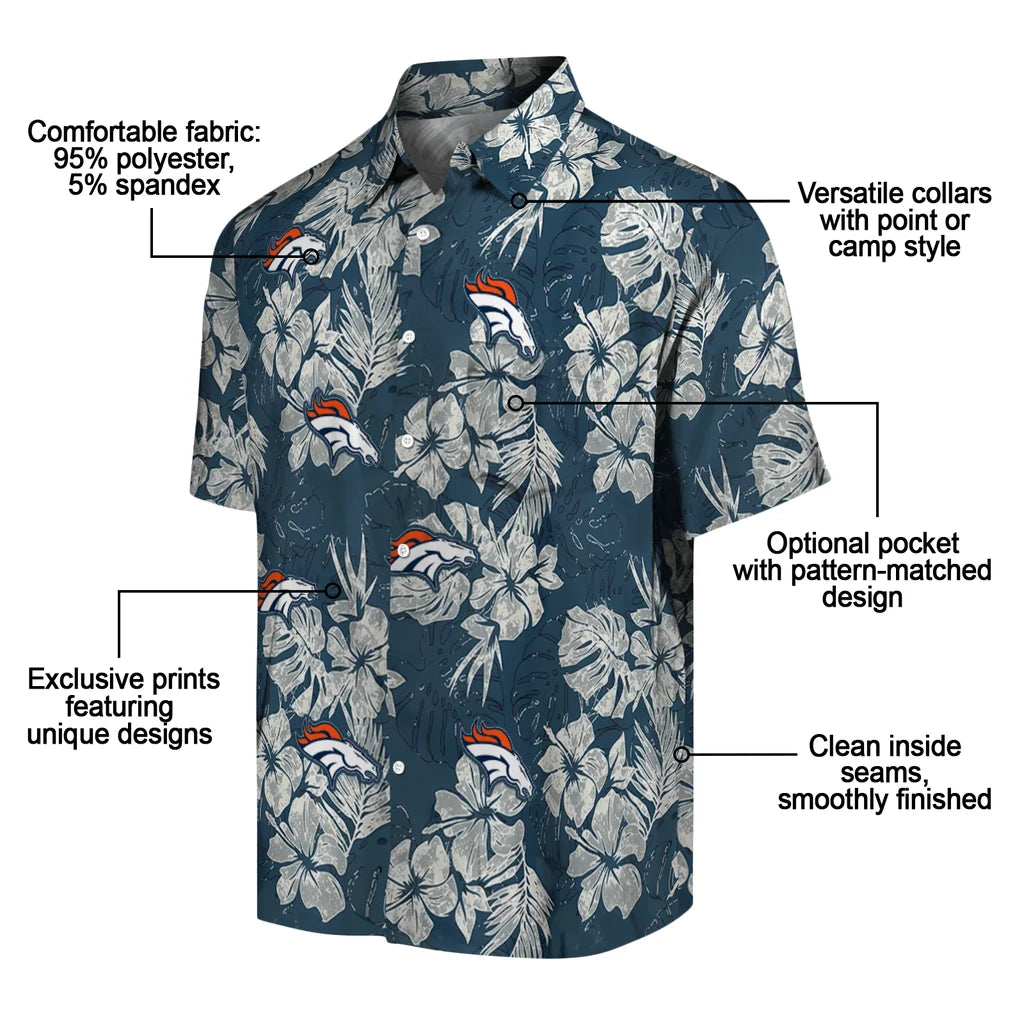 Denver Broncos Hawaiian Shirt - Hibiscus Flowers | Moonbestprint
