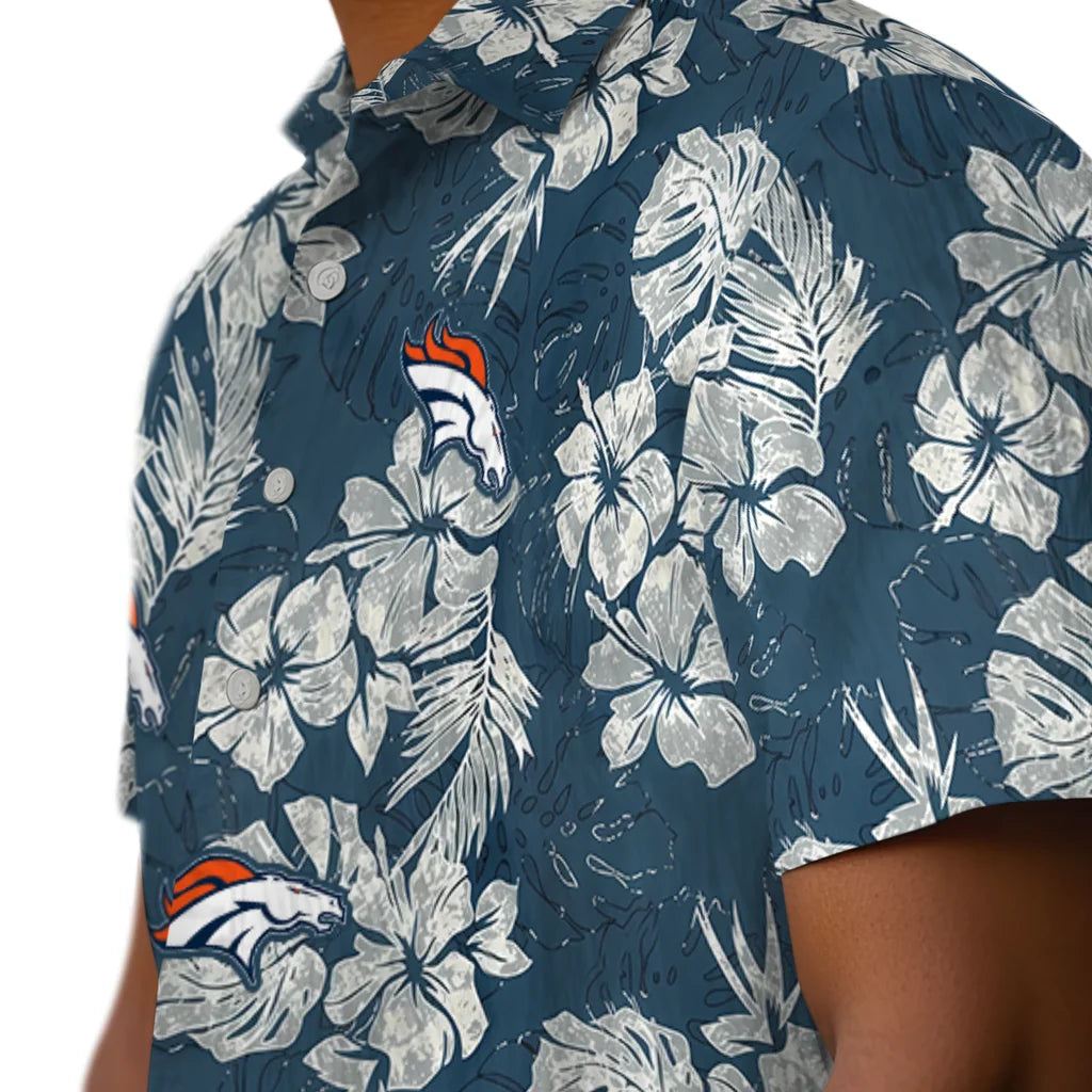 Denver Broncos Hawaiian Shirt - Hibiscus Flowers | Moonbestprint