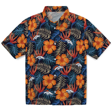 Denver Broncos Hawaiian Shirt - Hibiscus Foliage | Moonbestprint