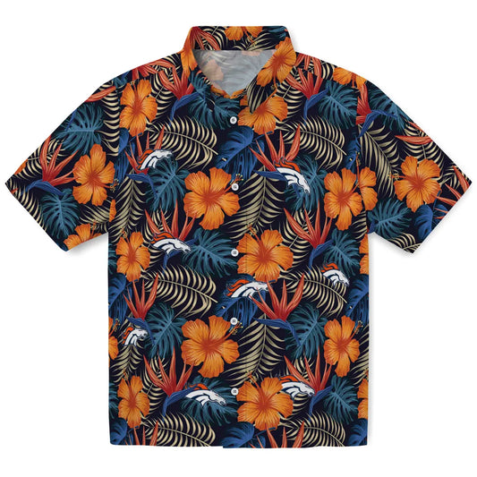 Denver Broncos Hawaiian Shirt - Hibiscus Foliage | Moonbestprint