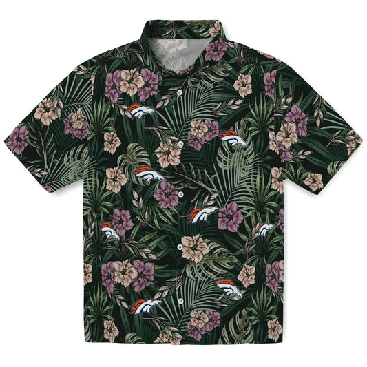 Denver Broncos Hawaiian Shirt - Hibiscus Leaves Pattern | Moonbestprint