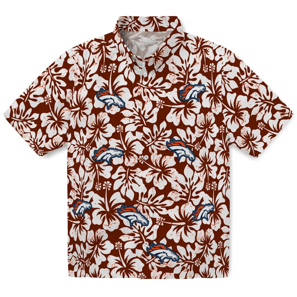 Denver Broncos Hawaiian Shirt - Hibiscus Motif | Moonbestprint
