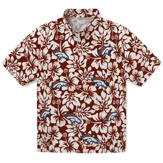 Denver Broncos Hawaiian Shirt - Hibiscus Motif | Moonbestprint