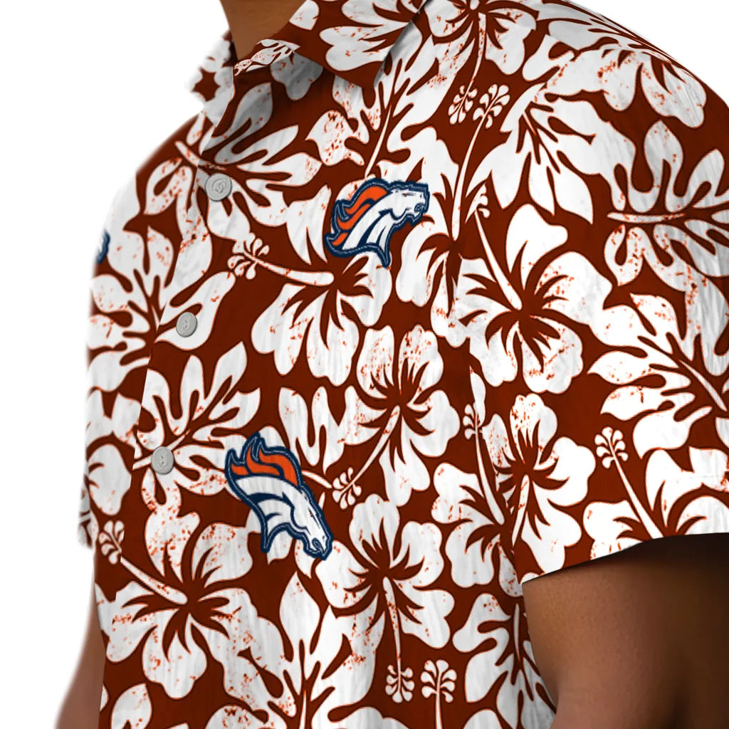 Denver Broncos Hawaiian Shirt - Hibiscus Motif | Moonbestprint