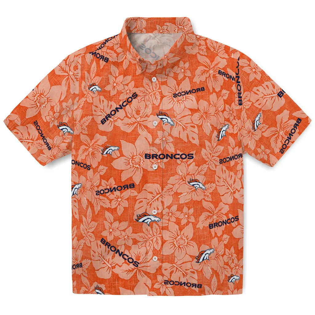 Denver Broncos Hawaiian Shirt - Hibiscus Oasis | Moonbestprint