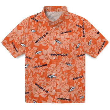 Denver Broncos Hawaiian Shirt - Hibiscus Oasis | Moonbestprint