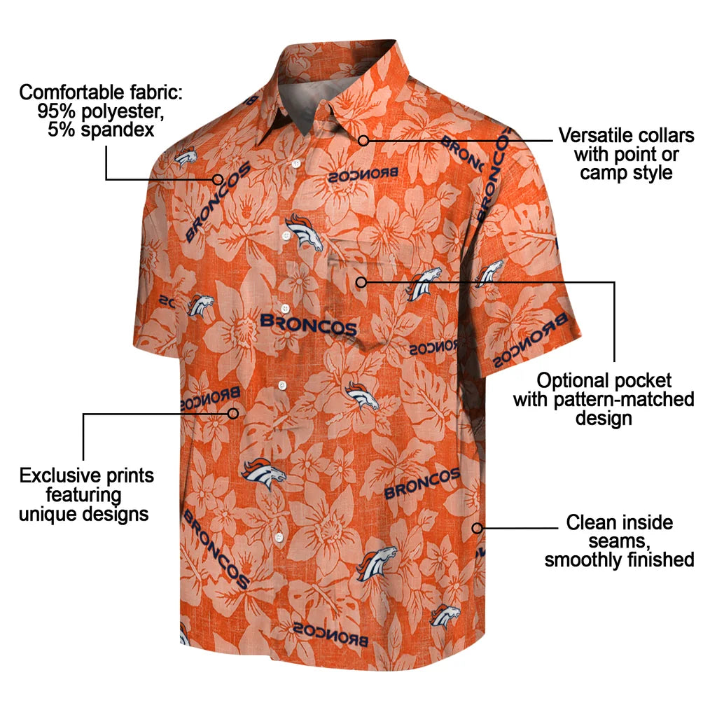 Denver Broncos Hawaiian Shirt - Hibiscus Oasis | Moonbestprint