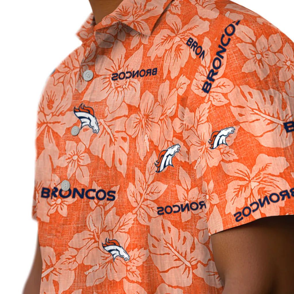 Denver Broncos Hawaiian Shirt - Hibiscus Oasis | Moonbestprint