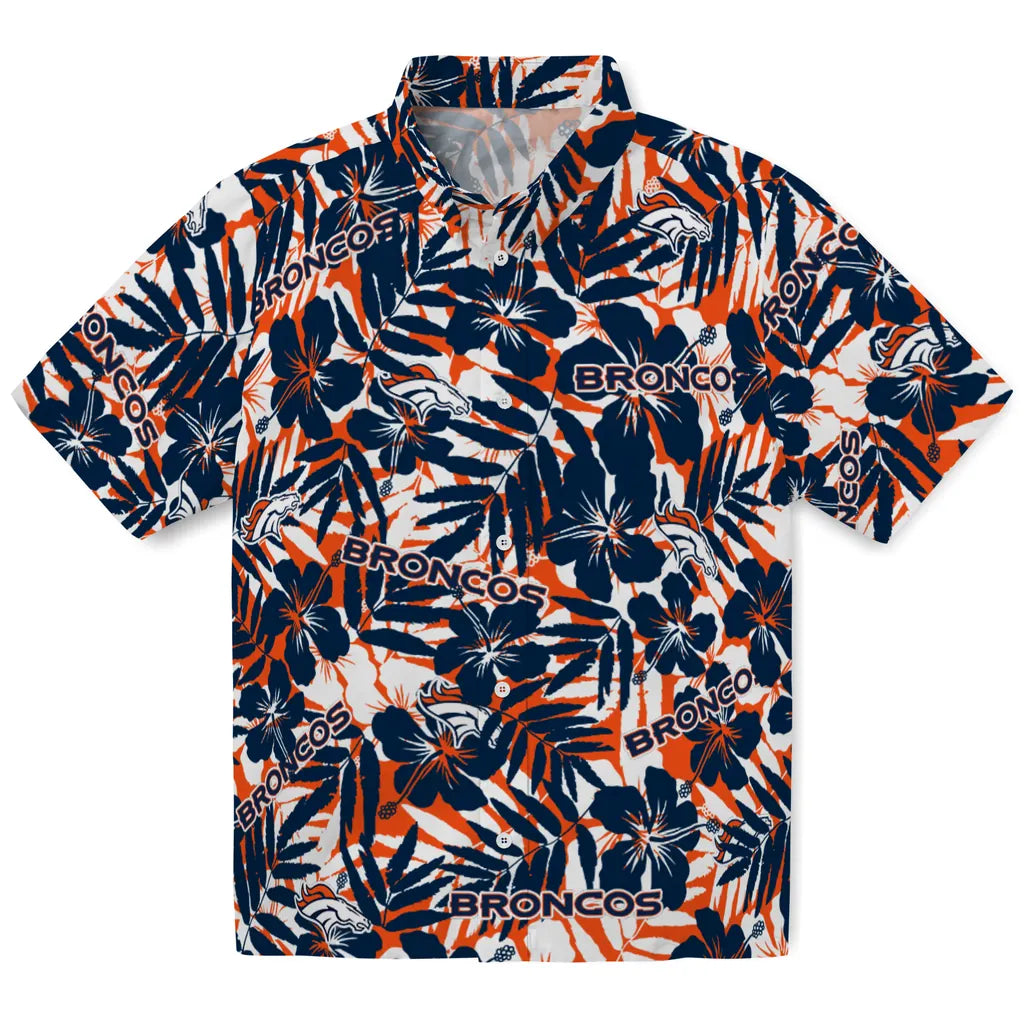 Denver Broncos Hawaiian Shirt - Hibiscus Overlay | Moonbestprint