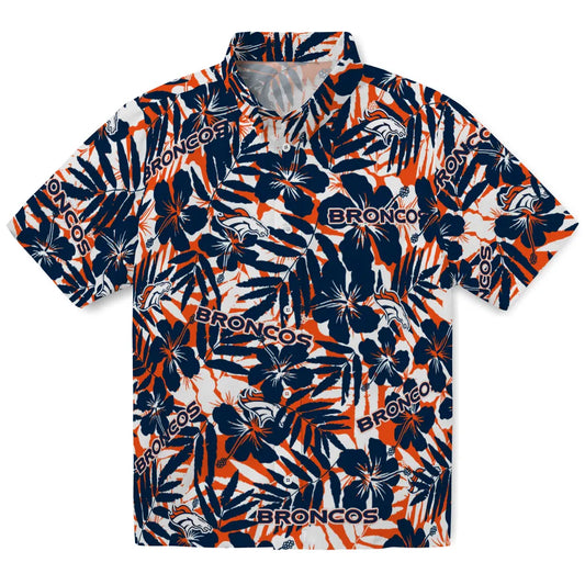 Denver Broncos Hawaiian Shirt - Hibiscus Overlay | Moonbestprint