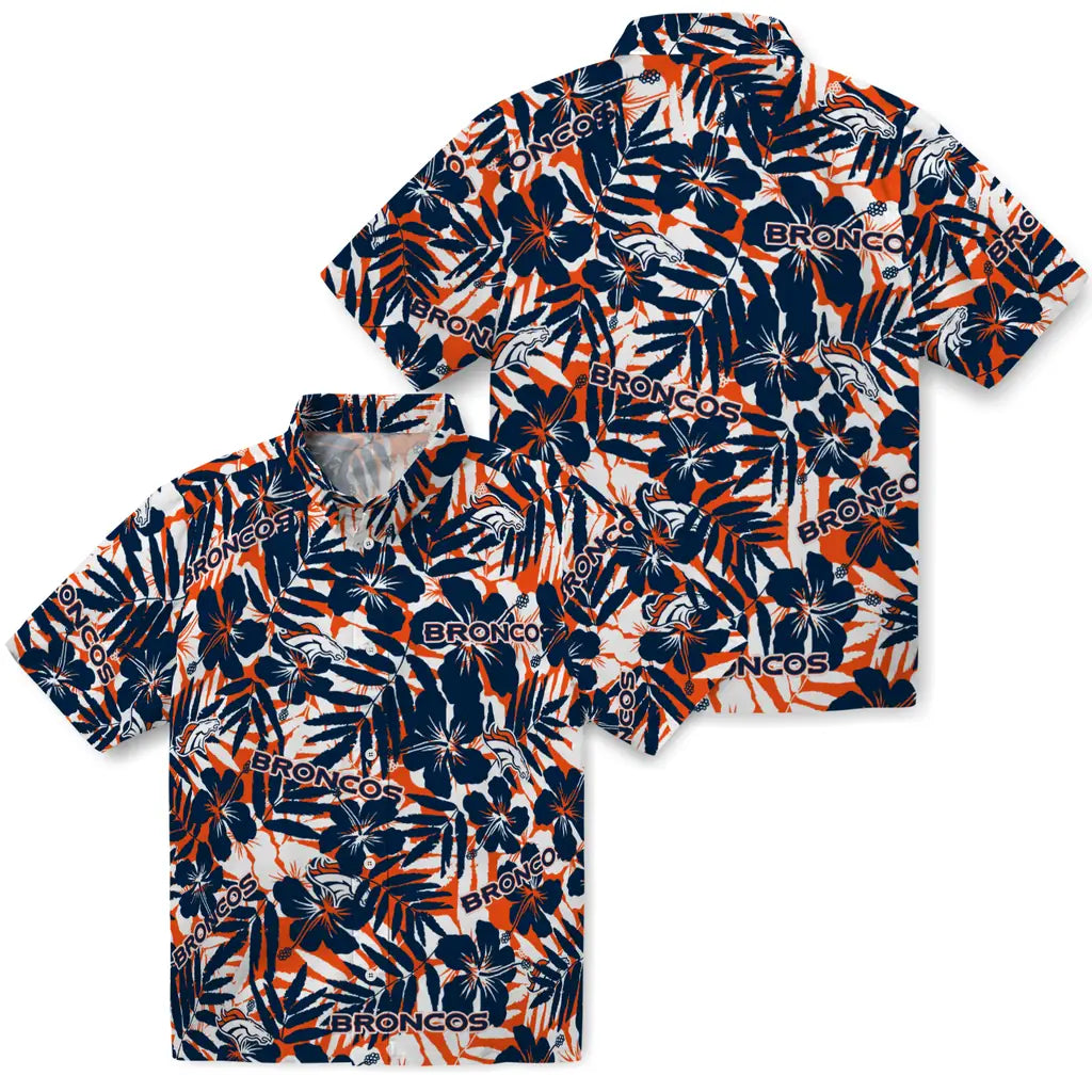 Denver Broncos Hawaiian Shirt - Hibiscus Overlay | Moonbestprint