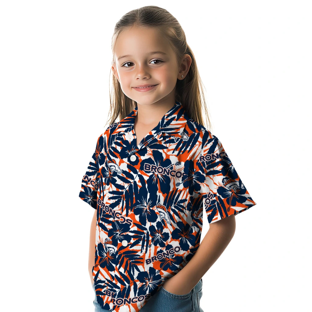 Denver Broncos Hawaiian Shirt - Hibiscus Overlay | Moonbestprint