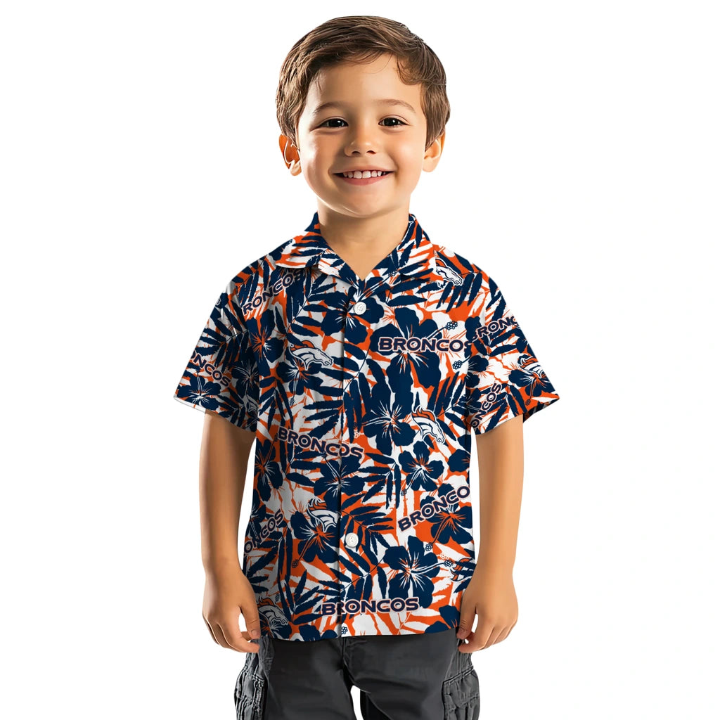 Denver Broncos Hawaiian Shirt - Hibiscus Overlay | Moonbestprint