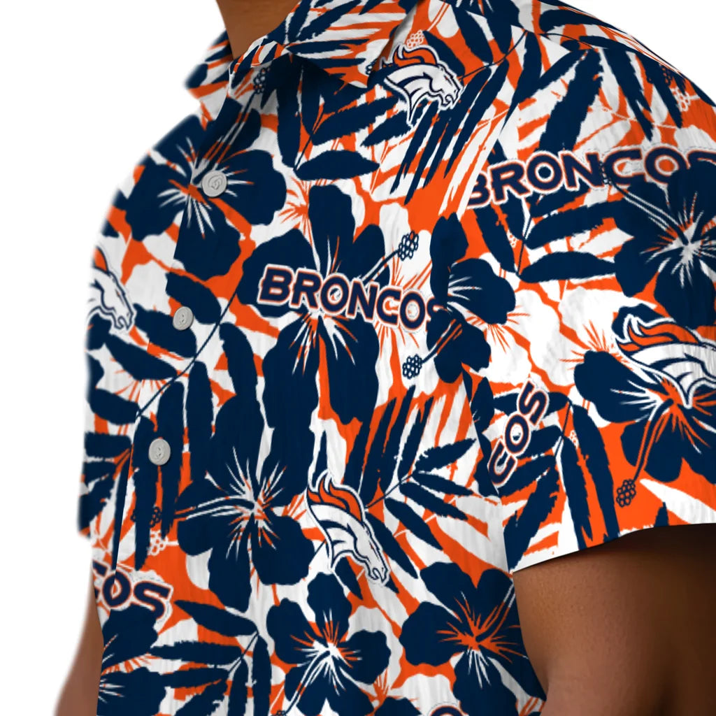 Denver Broncos Hawaiian Shirt - Hibiscus Overlay | Moonbestprint