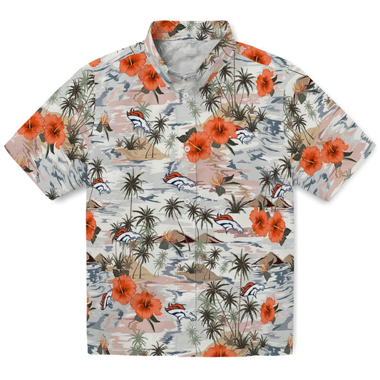 Denver Broncos Hawaiian Shirt - Hibiscus Seaside | Moonbestprint