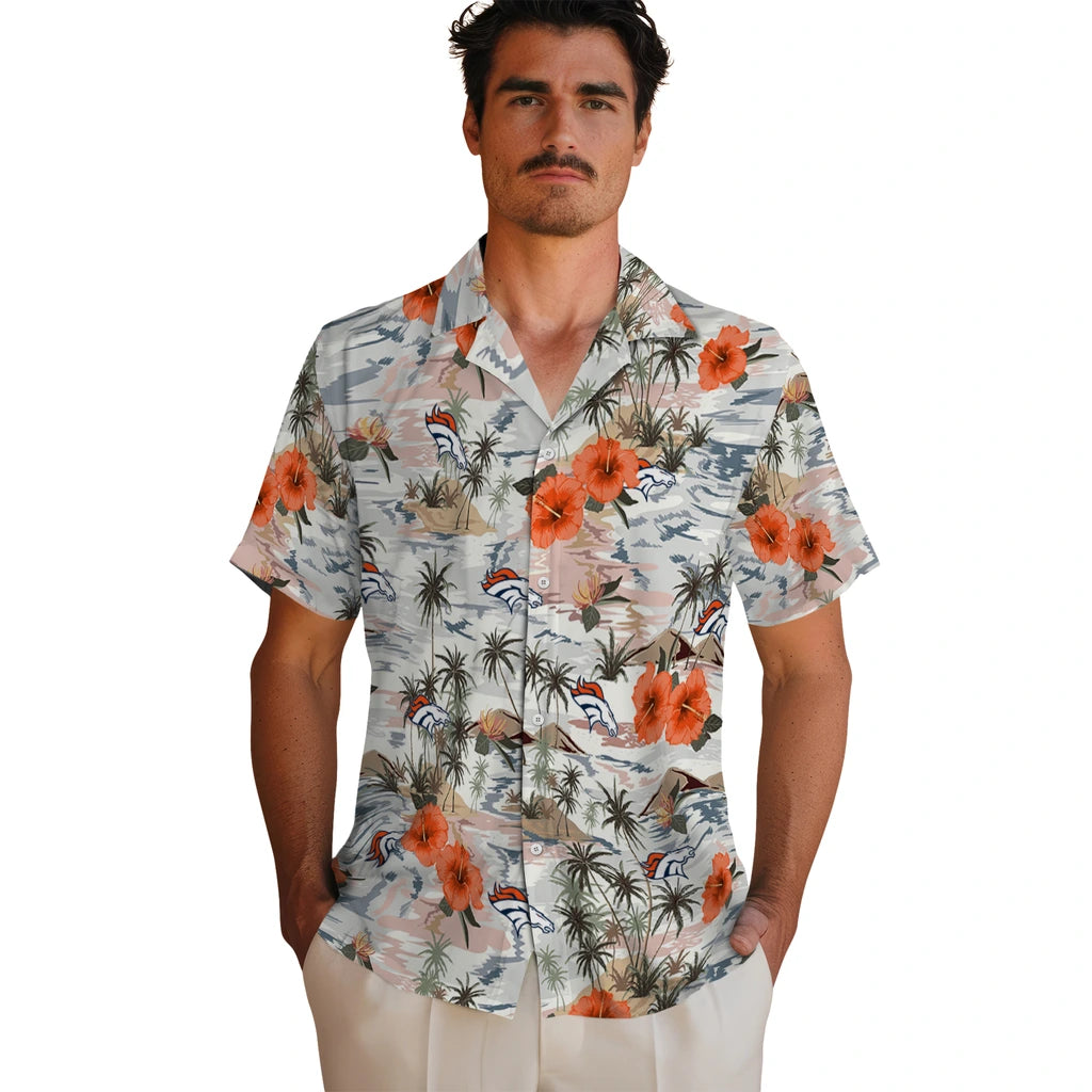 Denver Broncos Hawaiian Shirt - Hibiscus Seaside | Moonbestprint