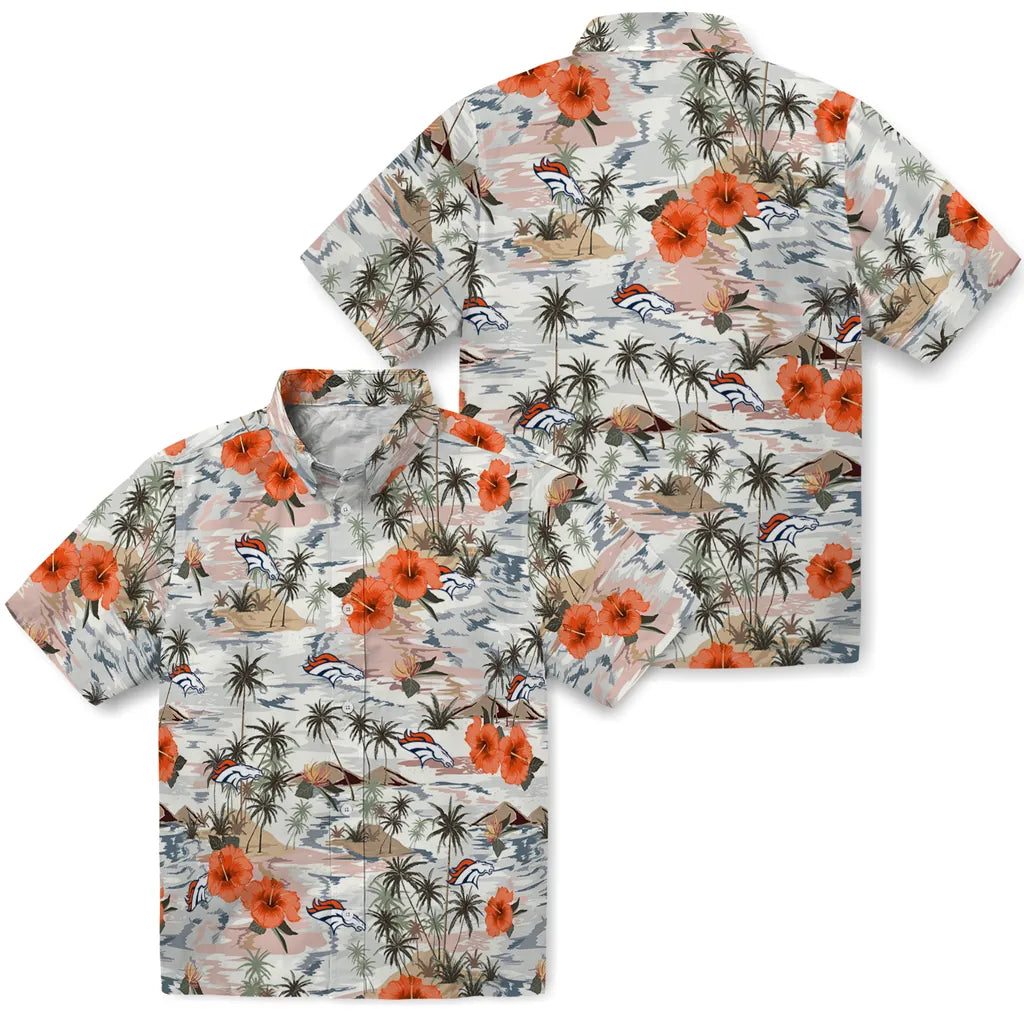 Denver Broncos Hawaiian Shirt - Hibiscus Seaside | Moonbestprint