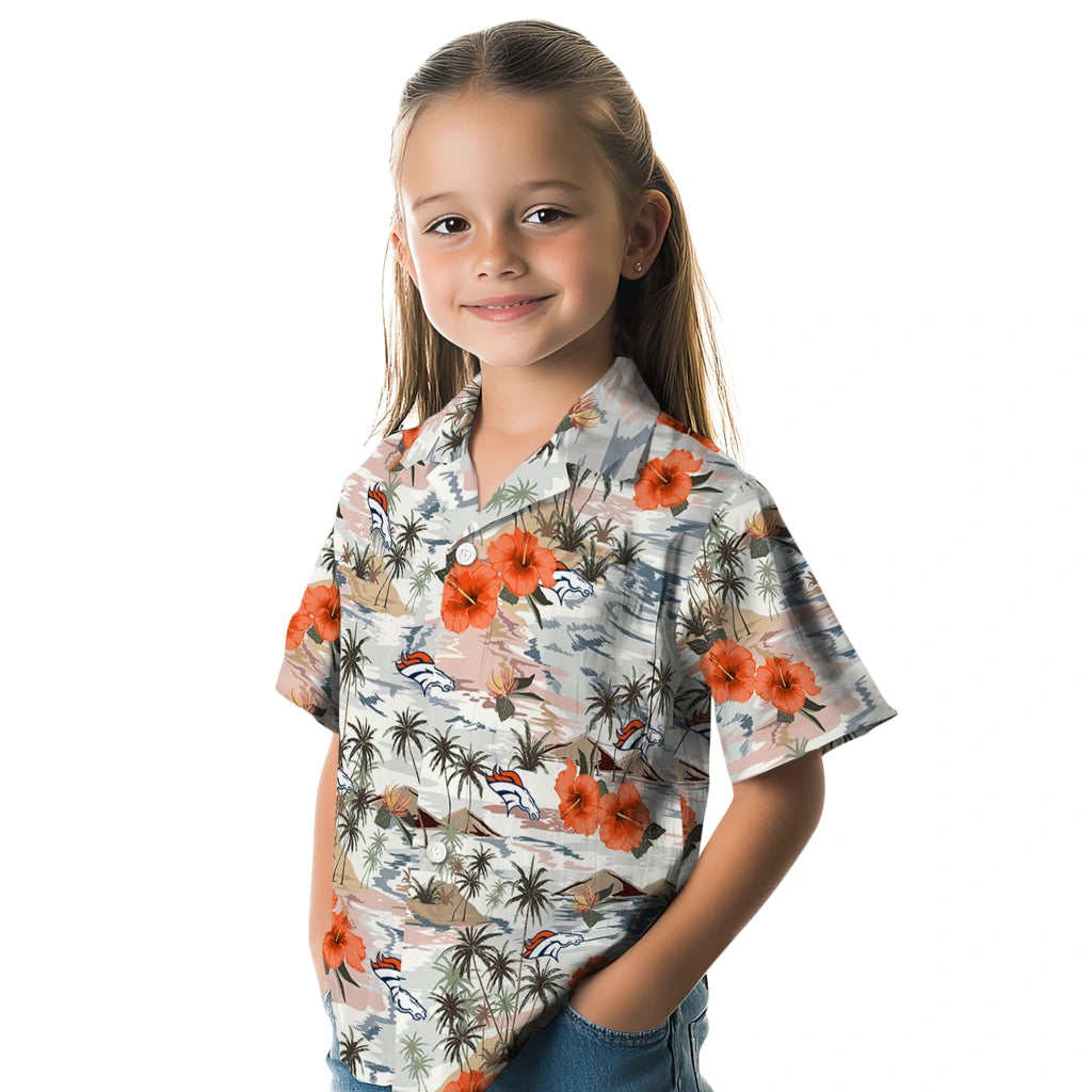 Denver Broncos Hawaiian Shirt - Hibiscus Seaside | Moonbestprint