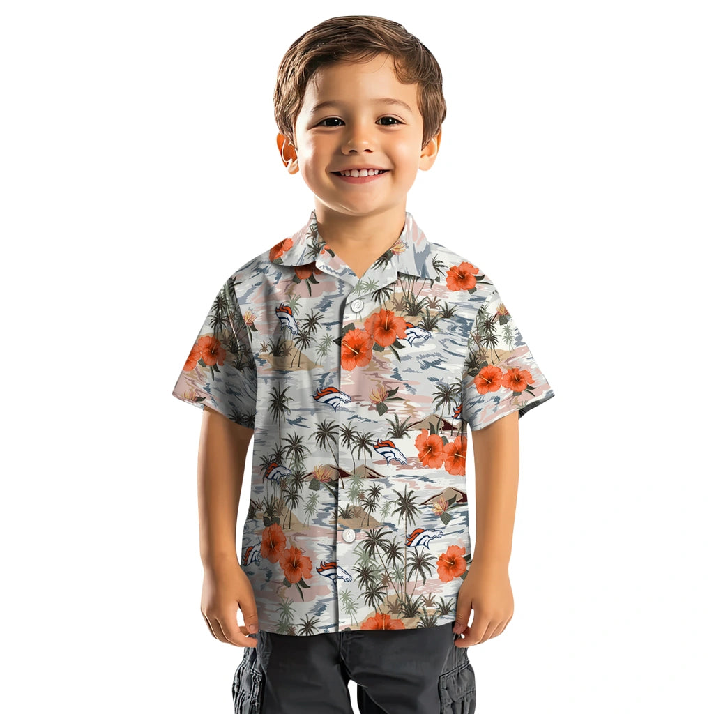 Denver Broncos Hawaiian Shirt - Hibiscus Seaside | Moonbestprint