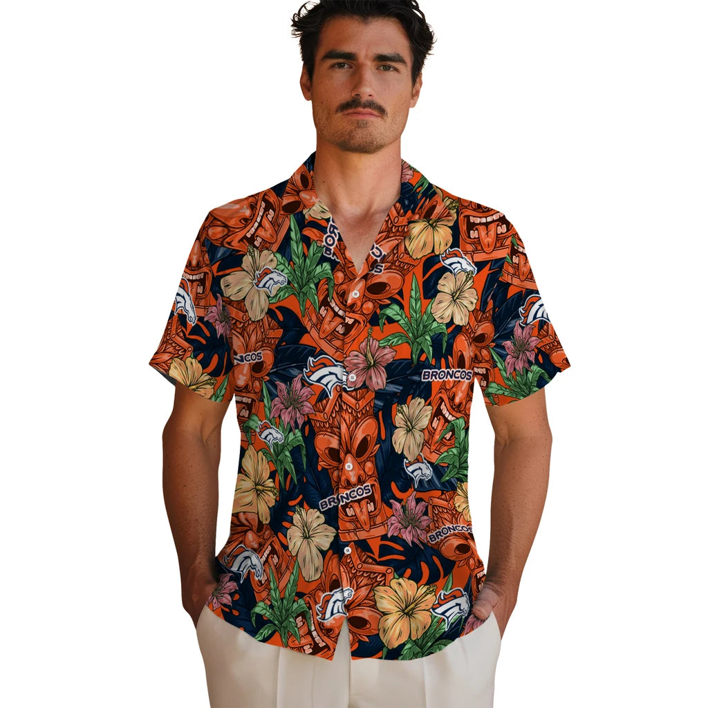Denver Broncos Hawaiian Shirt - Hibiscus Tiki Jungle | Moonbestprint