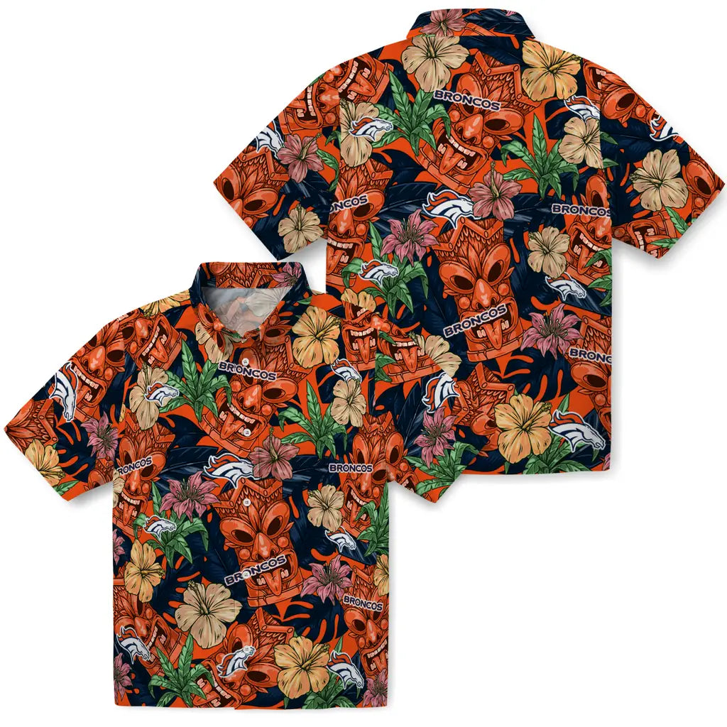 Denver Broncos Hawaiian Shirt - Hibiscus Tiki Jungle | Moonbestprint