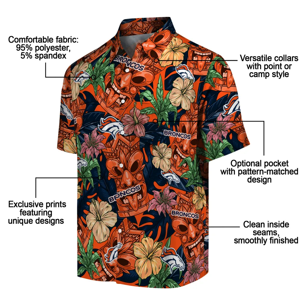 Denver Broncos Hawaiian Shirt - Hibiscus Tiki Jungle | Moonbestprint