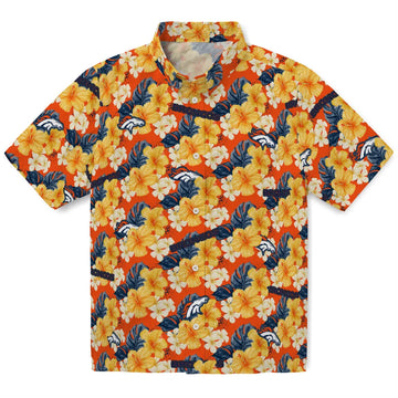Denver Broncos Hawaiian Shirt - Hibiscus Tropics | Moonbestprint