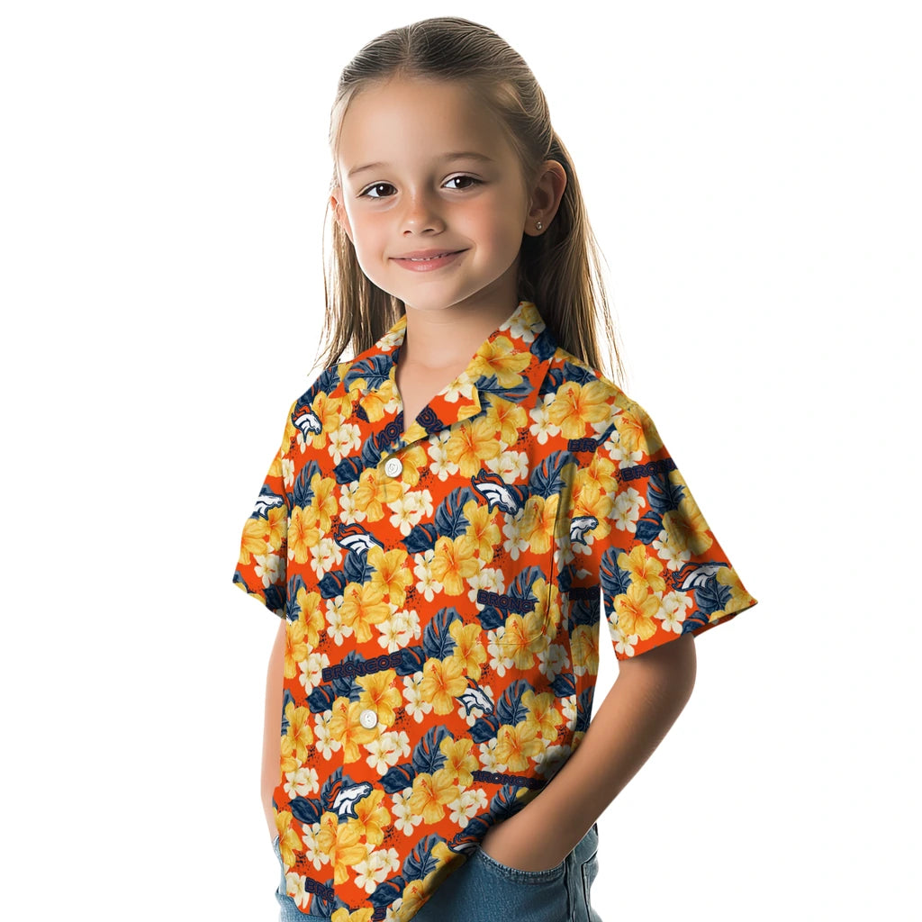 Denver Broncos Hawaiian Shirt - Hibiscus Tropics | Moonbestprint