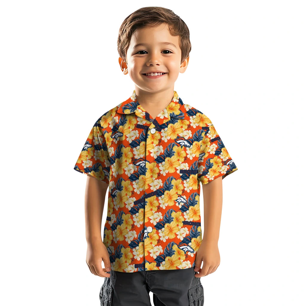 Denver Broncos Hawaiian Shirt - Hibiscus Tropics | Moonbestprint