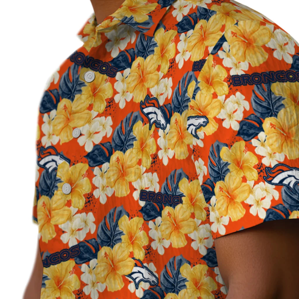 Denver Broncos Hawaiian Shirt - Hibiscus Tropics | Moonbestprint
