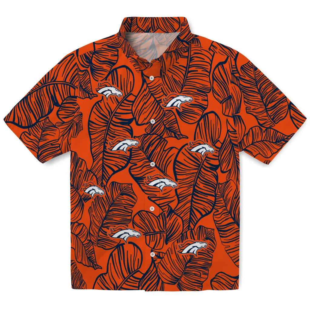 Denver Broncos Hawaiian Shirt - Leaf Outline | Moonbestprint