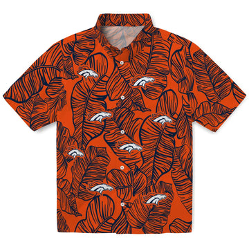 Denver Broncos Hawaiian Shirt - Leaf Outline | Moonbestprint