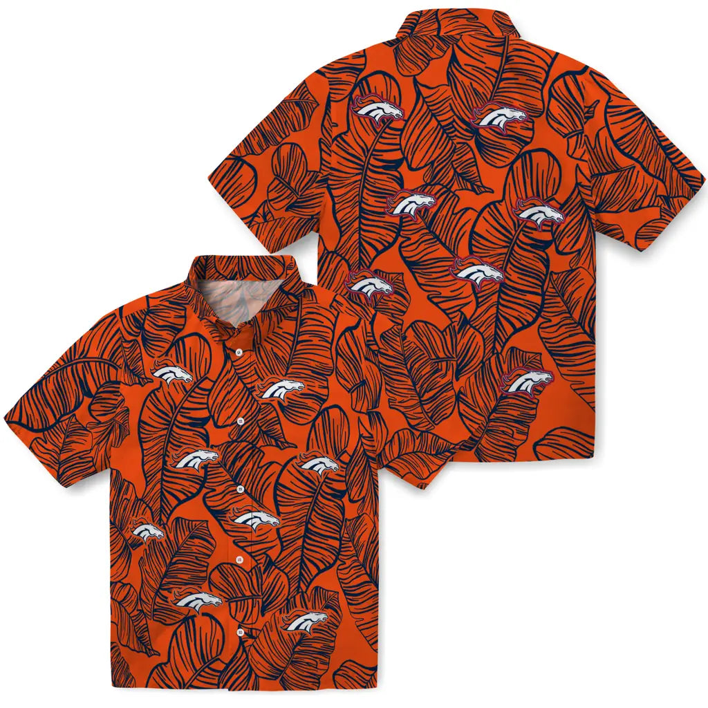 Denver Broncos Hawaiian Shirt - Leaf Outline | Moonbestprint