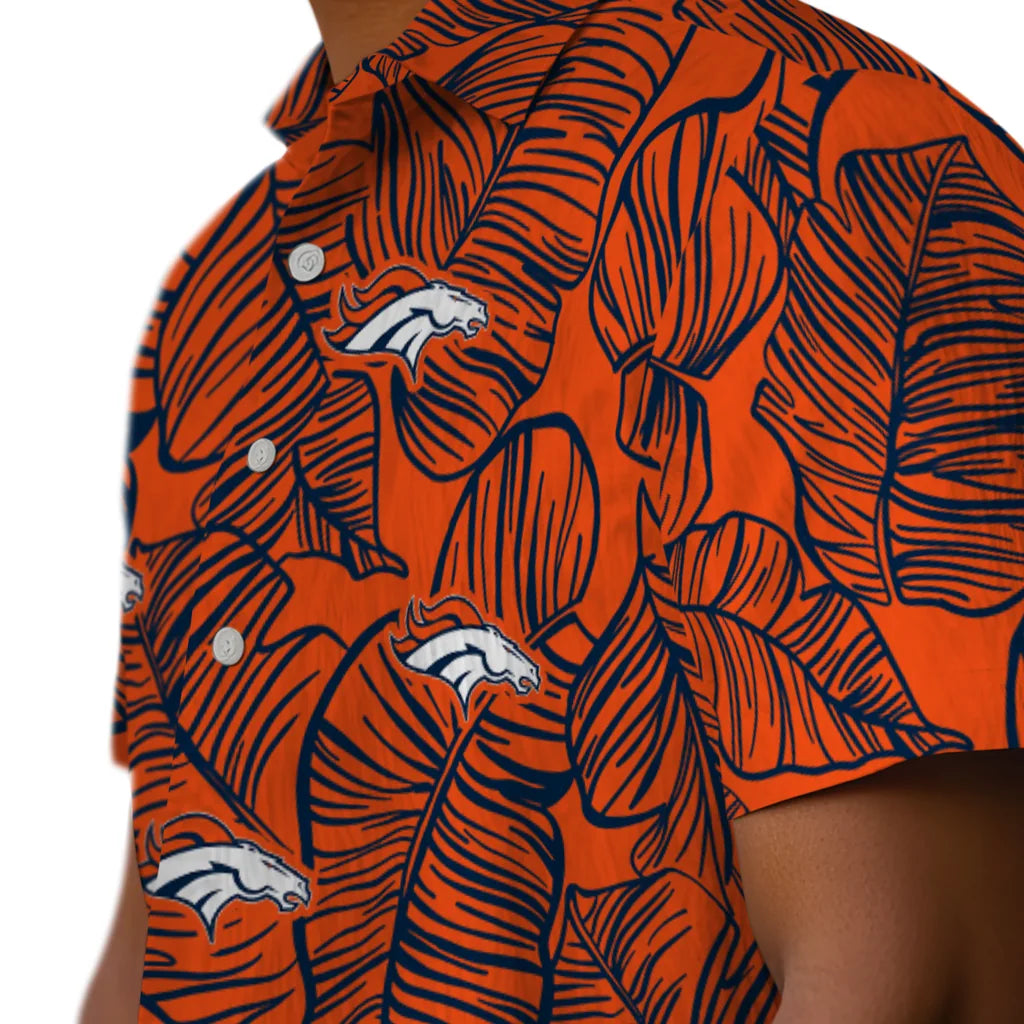 Denver Broncos Hawaiian Shirt - Leaf Outline | Moonbestprint