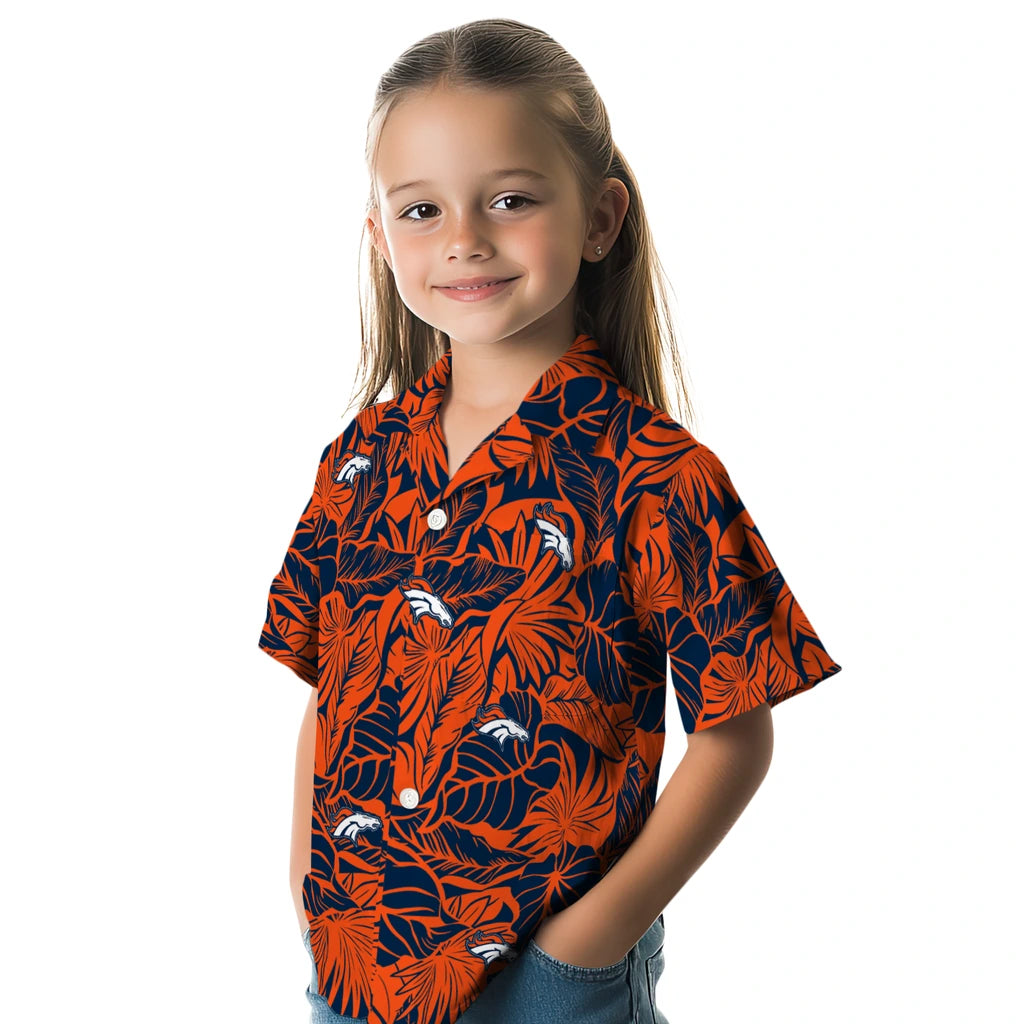 Denver Broncos Hawaiian Shirt - Monstera Layer | Moonbestprint