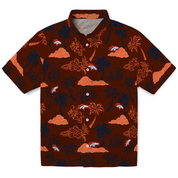 Denver Broncos Hawaiian Shirt - Palm And Clouds | Moonbestprint