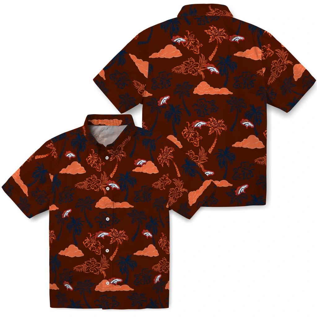 Denver Broncos Hawaiian Shirt - Palm And Clouds | Moonbestprint