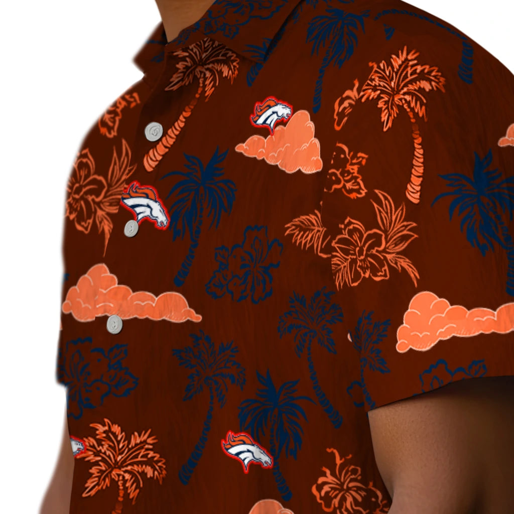 Denver Broncos Hawaiian Shirt - Palm And Clouds | Moonbestprint