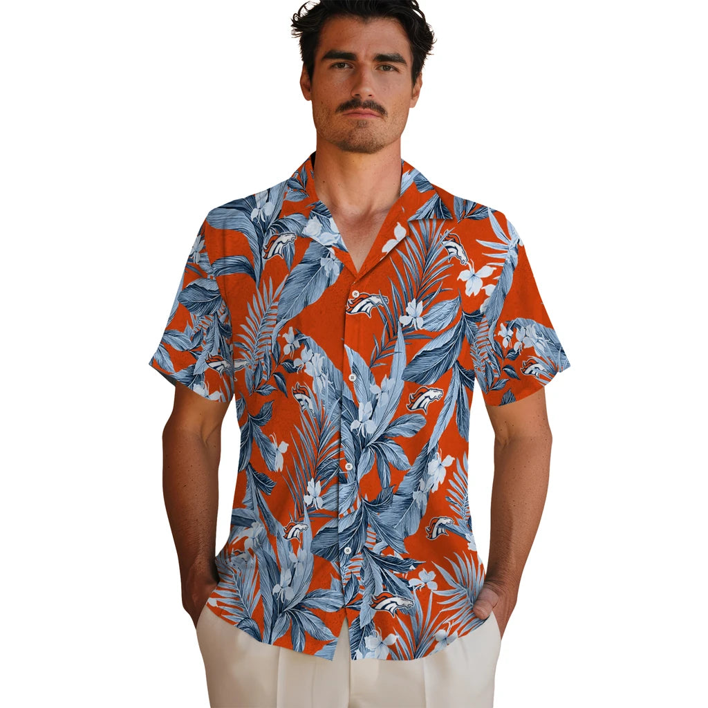 Denver Broncos Hawaiian Shirt - Palm Leaves | Moonbestprint