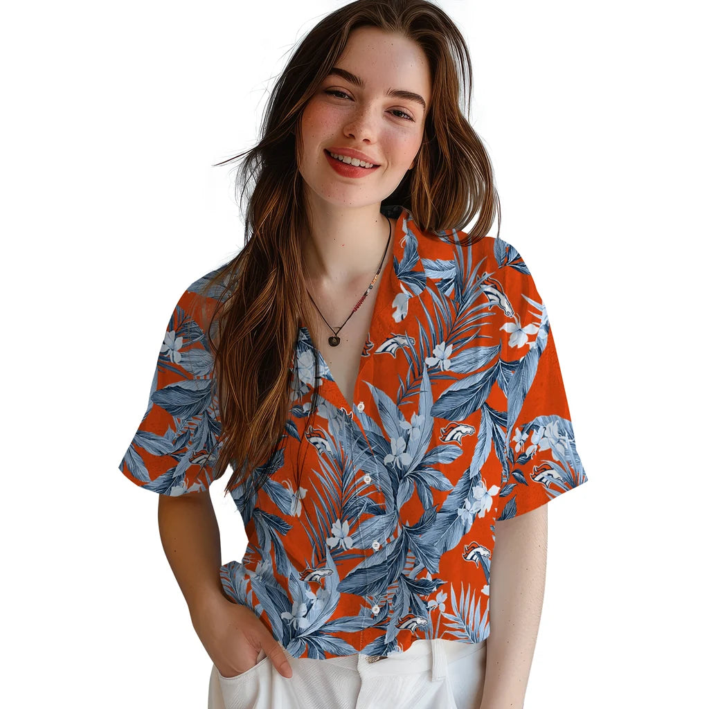 Denver Broncos Hawaiian Shirt - Palm Leaves | Moonbestprint