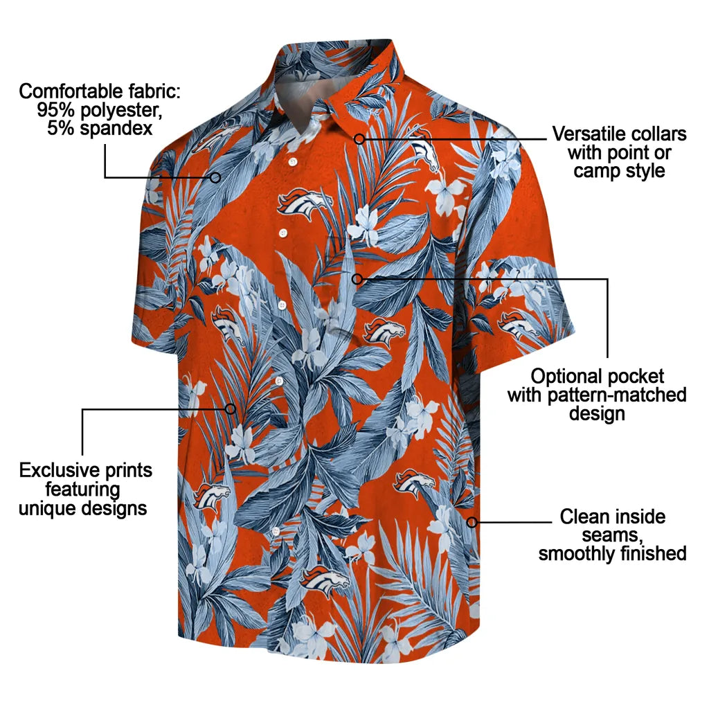 Denver Broncos Hawaiian Shirt - Palm Leaves | Moonbestprint