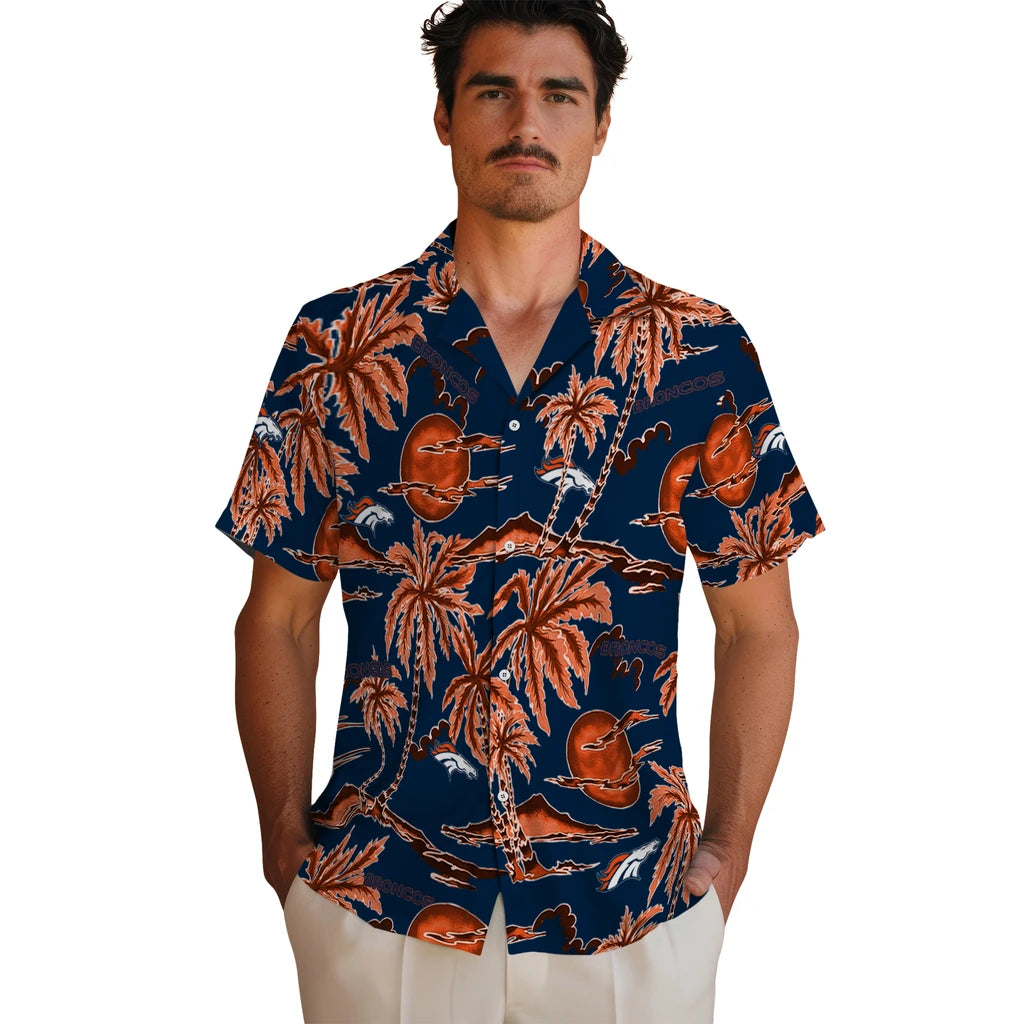 Denver Broncos Hawaiian Shirt - Palm Sunset | Moonbestprint