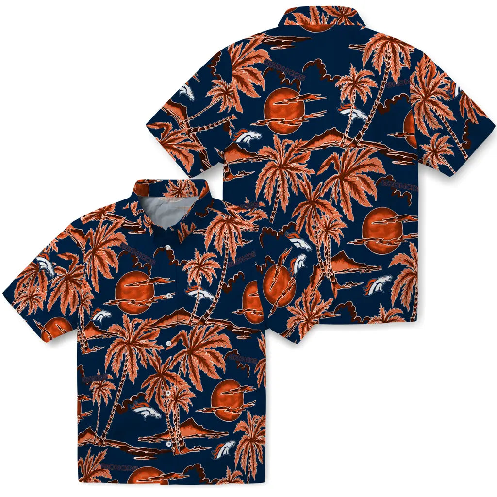 Denver Broncos Hawaiian Shirt - Palm Sunset | Moonbestprint
