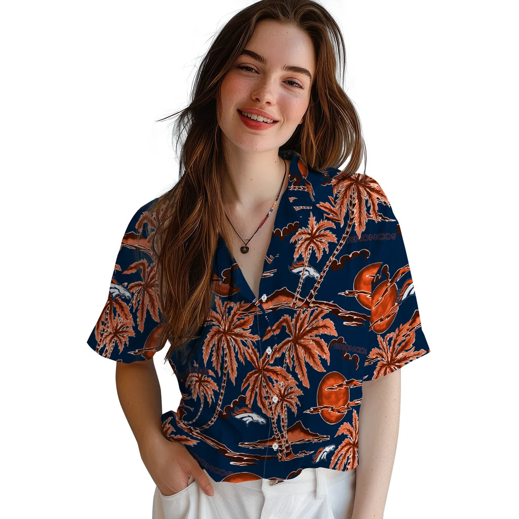 Denver Broncos Hawaiian Shirt - Palm Sunset | Moonbestprint