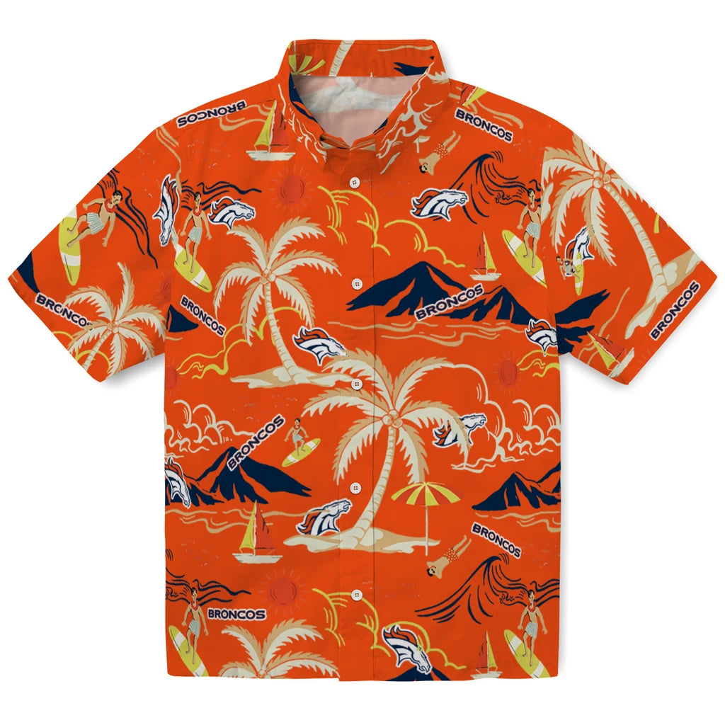Denver Broncos Hawaiian Shirt - Palm Tree Island | Moonbestprint