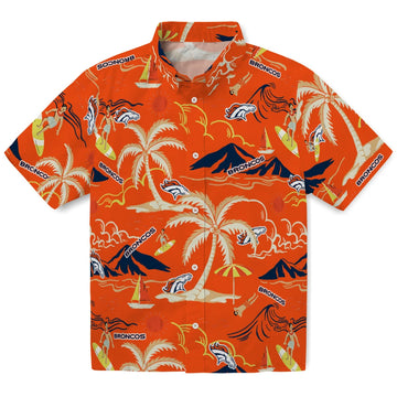 Denver Broncos Hawaiian Shirt - Palm Tree Island | Moonbestprint