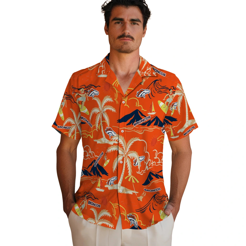 Denver Broncos Hawaiian Shirt - Palm Tree Island | Moonbestprint