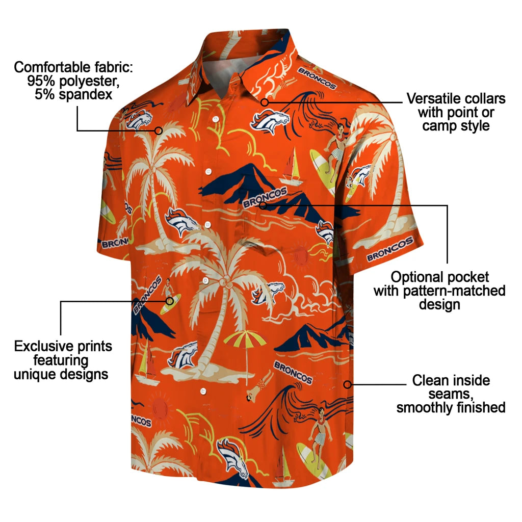Denver Broncos Hawaiian Shirt - Palm Tree Island | Moonbestprint