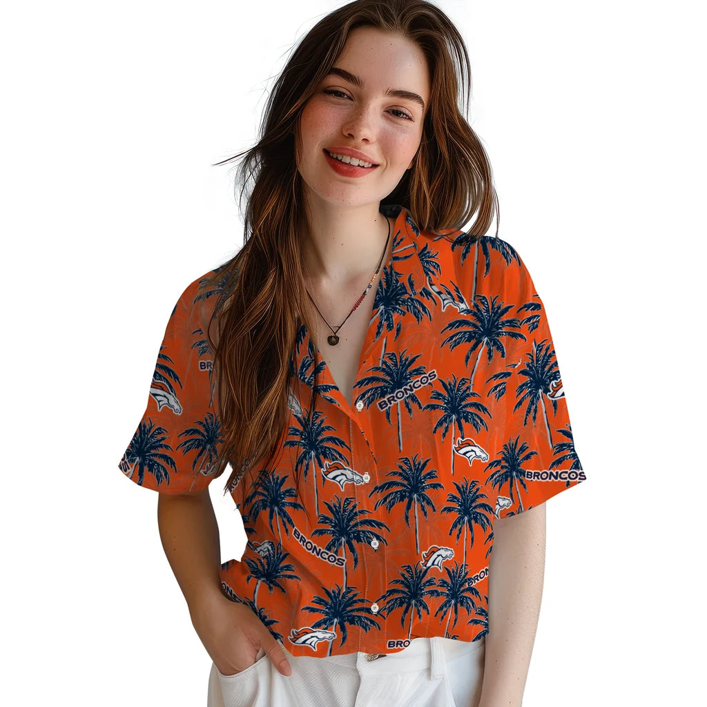Denver Broncos Hawaiian Shirt - Palm Tree Motif | Moonbestprint