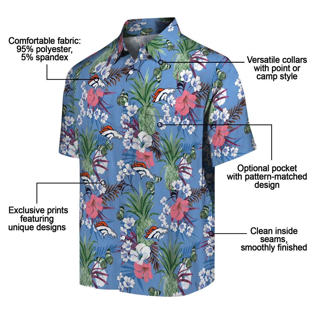 Denver Broncos Hawaiian Shirt - Pineapple Bouquet | Moonbestprint